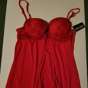 French Affair Red and Black Babydoll